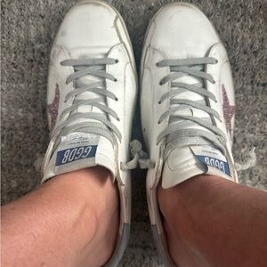 Women's White Sneakers with Pink Accents